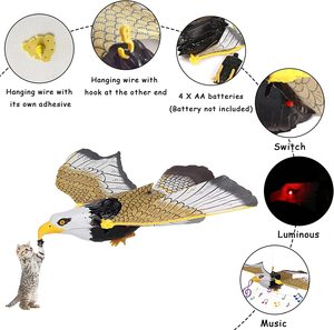 Simulatie Vogel Interactieve Kat Speelgoed Elektrische Hangende Adelaar Vliegende Stok Kras Touw Kitten Huisdier Speelgoed Kat Interactief Speelgoed - Product Image 3