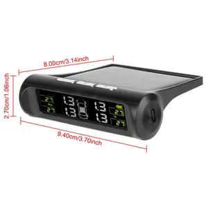 Sistemas de alarma de seguridad para automóviles con USB y energía solar <span class=keywords><strong>Universal</strong></span> 0-6Bar <span class=keywords><strong>TPMS</strong></span> Sistema de monitoreo de presión de neumáticos de automóviles Monitor de temperatura - Product Image 1