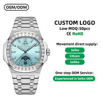 Montre analogique mécanique automatique pour homme I&W CARNIVAL Miyota, en acier inoxydable, avec fonctions multifonctions, verre synthétique