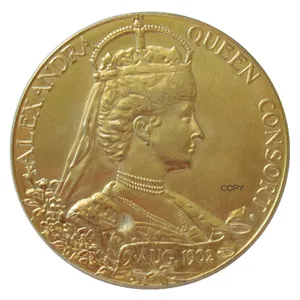 การทำสำเนา 1902 UKเหรียญ-King Edward VIIและQueen Alexandraมงกุฎทองเหรียญ