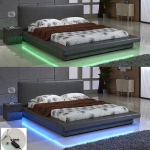Commercio all'ingrosso di vendita calda moderna curva bianco doppio testiera del letto ha condotto la luce letto - Product Image 5