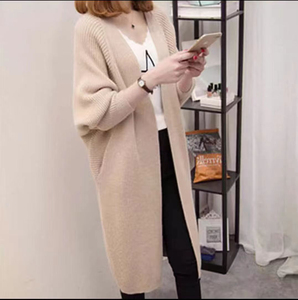 Bat Sleeve Cardigan Sweater Coat Mulheres Mid-length 2025 Primavera e Outono Inverno Nova Versão Coreana do Casaco de Camisola Solta - Product Image 6