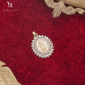 Collar Religioso Chapado en Oro de Alta Calidad FP1250, Circonita Cúbica, Estatuas de la Virgen, Joyería Católica, Collar con Colgante de la Virgen María - Product Image 3