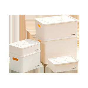 Boîte de rangement en simili cuir avec couvercle, rectangulaire, grande capacité, pour vêtements, collations, sous-vêtements, couleur unie, design recouvert - Product Image 5