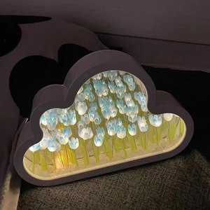 Decoración creativa <span class=keywords><strong>para</strong></span> el hogar hecha a mano DIY tulipán nube flor lámpara romántica LED nube tulipán espejo luz nocturna <span class=keywords><strong>para</strong></span> dormitorio niñas regalo - Product Image 2
