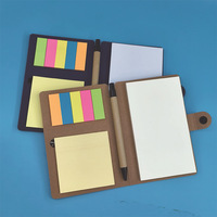 Carnet en cuir kraft avec logo personnalisé, stylo auto-adhésif et bloc-notes, fermeture à bouton pour le bureau, la rentrée scolaire/cadeaux
