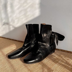 Botas de Moda Estilo Británico Vintage 2026 de Cuero Genuino con Lazo, Tacón Plano y Diseño Fruncido para Mujer - Product Image 2