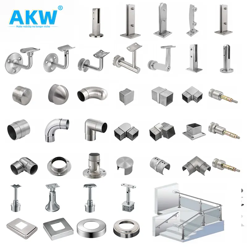 AKW giá tốt nhất 304 316 thép không gỉ lan can Phụ Kiện/Glass kẹp cho ban công cầu thang lan can hỗ trợ Bracket