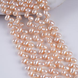 Horquillas para el Cabello Hechas a Mano con Cuentas de Perlas de Agua Dulce Blancas de 5-6 mm, Cuentas de Arroz Naturales en Forma de Espiga de Trigo, Cadenas de Trigo en Forma de Metro para Manualidades, Venta al por Mayor - Product Image 3