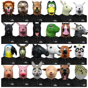 Masques en latex de tête d'animal de styles variés, accessoires amusants pour fête costumée d'Halloween, vente en gros, logo personnalisé - Product Image 1