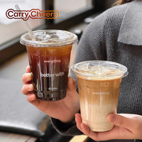 Gobelets en plastique jetables transparents en PET de qualité alimentaire avec couvercles à bec verseur, personnalisables avec logo, 98 mm, 14 oz, 16 oz, 20 oz, 24 oz, pour café glacé