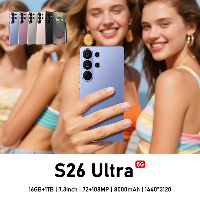 S26 ULTRA 8000mAh Battery 5G Smartphone 72MP108MP 7.3" 120Hz Display16GB+1TB Global Dual SIM GPS Night Mode Wholesale Smartphone