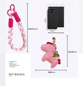 Cordon court tressé à la main en polyester avec crochet, motif poupée cheval, pour DIY, étui de téléphone portable, sac à dos et dragonne de poignet - Product Image 6