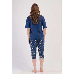 Conjunto de Pijama para Mujer, Lyocell Suprem XXL, Cuello Bajo, Manga Corta con Puños Ovalados, Estilo Capri - Product Image 1