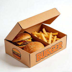 Kişiselleştirilmiş Özel Baskılı Logolu Çevre Dostu Biyobozunur Fast Food Kalitesinde Oluklu Mukavva Ambalaj Hamburger Patates Kızartması Kutusu - Product Image 5