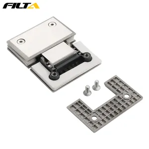 Filta 180 Degree Stainless Steel Bathroom Glass Hinge To Glass Circular Corner Pivot Clamp Shower Hinge