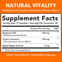 LIFEEWORTH Berbérine 21-en-1 avec Capsules de Cannelle de Ceylan pour Adultes, 60 Capsules/Flacon, Extrait de Melon Amer au Chrome et Thé Vert