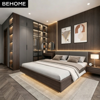 Modernes Komplettes Schlafzimmer-Möbelset Kleiderschränke Schminktisch Bett Mit LED-Beleuchtung Stauraum für Villa Hotel Apartment Schlafzimmerdekoration