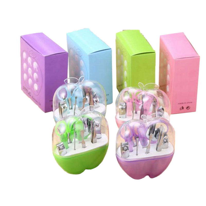 Ywbeyond яблоки форма 9 шт сделанных из нержавеющей стали маникюрный набор ножницы для ногтей набор кисточек для макияжа инструмент для путешествий средство для ухода за ногтями