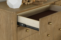 Commode rectangulaire moderne en chêne massif à 6 tiroirs avec panneau MDF pour rangement de chambre