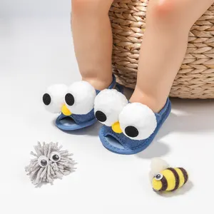 Nueva moda interior infantil bebé flor encantadora algodón suela blanda primeros zapatos para caminar sandalias de bebé zapatillas