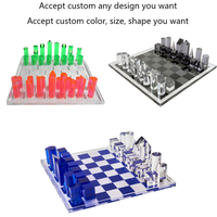 Jeu d'échecs en acrylique transparent Décoration Jeu d'échecs pour adultes Jeu d'échecs en acrylique Plateau de jeu d'échecs