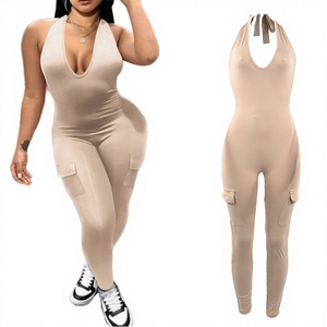 Y8831 Mono de punto ajustado con estampado de leopardo, cuello halter en V profundo, sin espalda, sexy y transpirable para mujer, tallas XS-3XL, ideal para discoteca. - Product Image 3