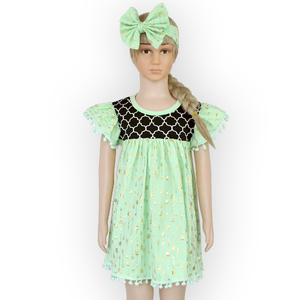 Vestidos de Niña con Diseños Impresos de Flechas, Personalización con Impresión Digital, Vestido de Verano con Mangas con Volantes - Product Image 1