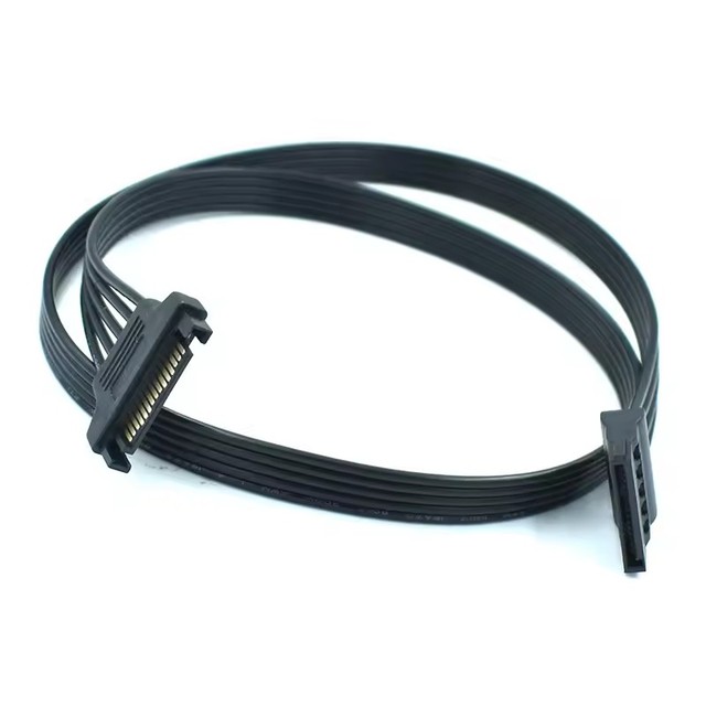 20cm/60cm 18AWG SATA Power Extension black Flat Cable 15Pin SATA Male to Female Extender Adapter cable for HDD Hard Drive