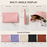 Pochette en cuir PU à fermeture automatique avec cadre à ressort, trousse de maquillage sans fermeture éclair, organiseur de maquillage, étui à stylos et lunettes, logo personnalisé, vente en gros