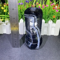 Serpientes de cristal curativo natural talladas a mano serpiente de ágata de rayas negras tallada para Decoración