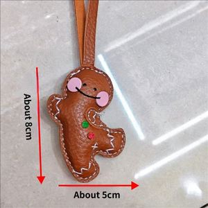 PU <b>Leather</b> Cotton-Filled Cute Gingerbread Man <b>Keychain</b> & Pendant for Couple Bags Phones Cars & Interior Decoration - Product Image 6