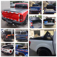 Cubierta de aluminio para caja de camioneta con caja trasera con cerradura, impermeable, negra, triple plegable, para la parte trasera