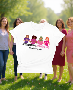 T-shirt per la Giornata Internazionale della Donna, 100% cotone, vestibilità regolare, girocollo casual, stampa digitale con design empowerment - Product Image 2
