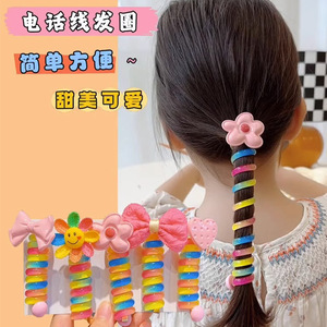 Bow Knot Colorful Telephone Wire Hair Ties Women Girls Elastic Hair Bands Spiral Coil Rubber Bands Ponytails Hair Accessories - Product Image 2
