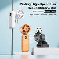 Wiederaufladbarer Mini-Sprühkühlventilator mit 100 Geschwindigkeiten, LED-Anzeige, Clip-on, faltbar, Fußball-Motiv, tragbarer Handventilator mit Sprühfunktion