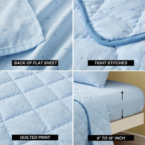 Juego de sábanas de poliéster azul de 3 piezas de estilo simple con edredón estampado y funda de cama, juegos de edredón textil para el hogar - Product Image 5