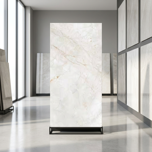 Azulejos de Porcelana Cerámica Pulida y Esmaltada Lorenz White de 800x1600mm, Efecto Mármol con Vetas Doradas para Pared y Piso - Product Image 2