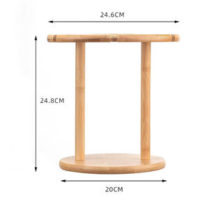 <b>Wood</b> Wine Rack With 6 Glass Holders <b>Circle</b> Shape Reusable Bottle Stand - Product Image 2