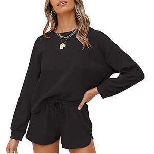 Ready Stock Women Lounge Pants <b>Set</b> Crew Neck Drawstring Long Sleeve Spring Loungewear Outfit Embroidery Logo - Product Image 2