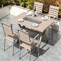 Tables de barbecue d'extérieur personnalisées avec cadres en aluminium en option, tables et chaises de salle à manger d'extérieur imperméables pour patio/villa