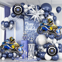 Kit d'arche de ballons en latex et aluminium pour fête d'anniversaire, thème moto de course, avec ballons en forme d'étoile, ronds et pneus, en matériaux sûrs