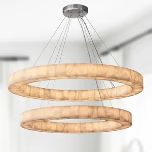 Retro Industrial amerikanischer Marmor Calzit Alabaster Pendelleuchte Kronleuchter für Küche Insel Wohnzimmer Schlafzimmer Esszimmer