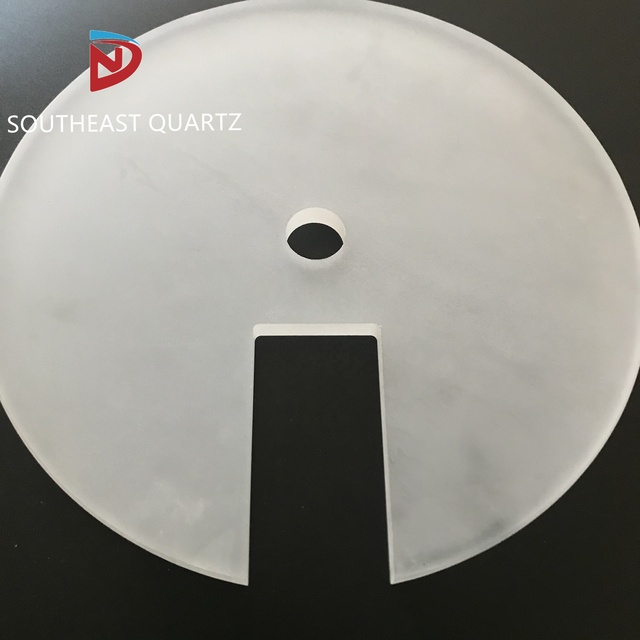 High Purity Matte Notched Quartz Wafer With Opening Groove, High Temperature Resistant Quartz Baffle Custom Machining