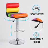 Chaise haute de barre en cuir à base métallique réglable et pivotante avec repose-pieds Vente en gros pas cher