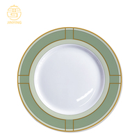 Service de table vert et or Renaissance, design classique, assiettes en porcelaine fine pour cadeau de mariage et repas raffinés