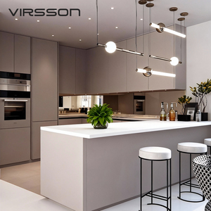 Meubles de <span class=keywords><strong>cuisine</strong></span> modulaires modernes en mélamine en U, petits, avec plan de travail en marbre et panier de rangement, pour usage commercial - Product Image 1