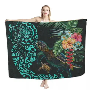 Dropship tùy chỉnh lavalava Hawaii siêu mềm Rayon vải Polynesian guam thiết kế bán buôn sarong pareo beachcover lên bãi biển Khăn