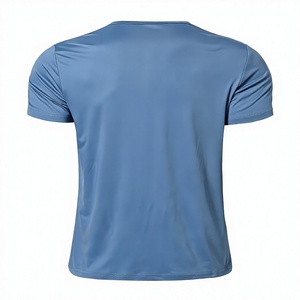 Men's Light Blue Short Sleeve T-Shirt Slim Fit V-Neck Breathable Casual Jersey Cotton Solid Color 200 Grams Anti-Wrinkle - Product Image 3