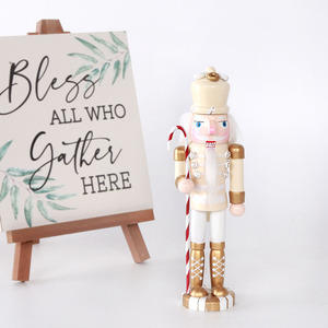 <strong>Wholesale</strong> Golden Wooden Mini Nutcracker Soldier <strong>Christmas</strong> Tabletop Ornament Home Decoration Holiday <strong>Gifts</strong> 5*5*18cm - Product Image 1
